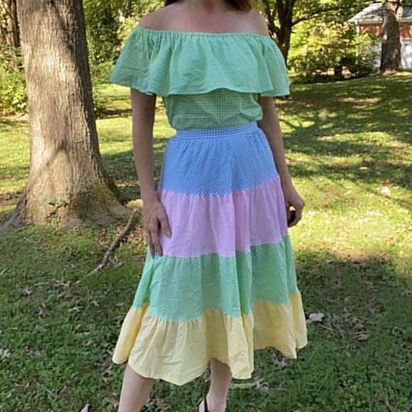 Vintage Dresses & Skirts - Vintage gingham peasant skirt set